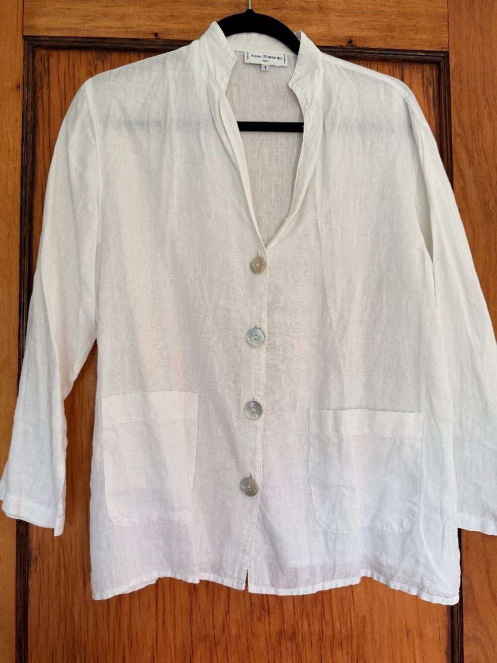 Anne Fontaine Collarless Linen Shirt. Size 1.